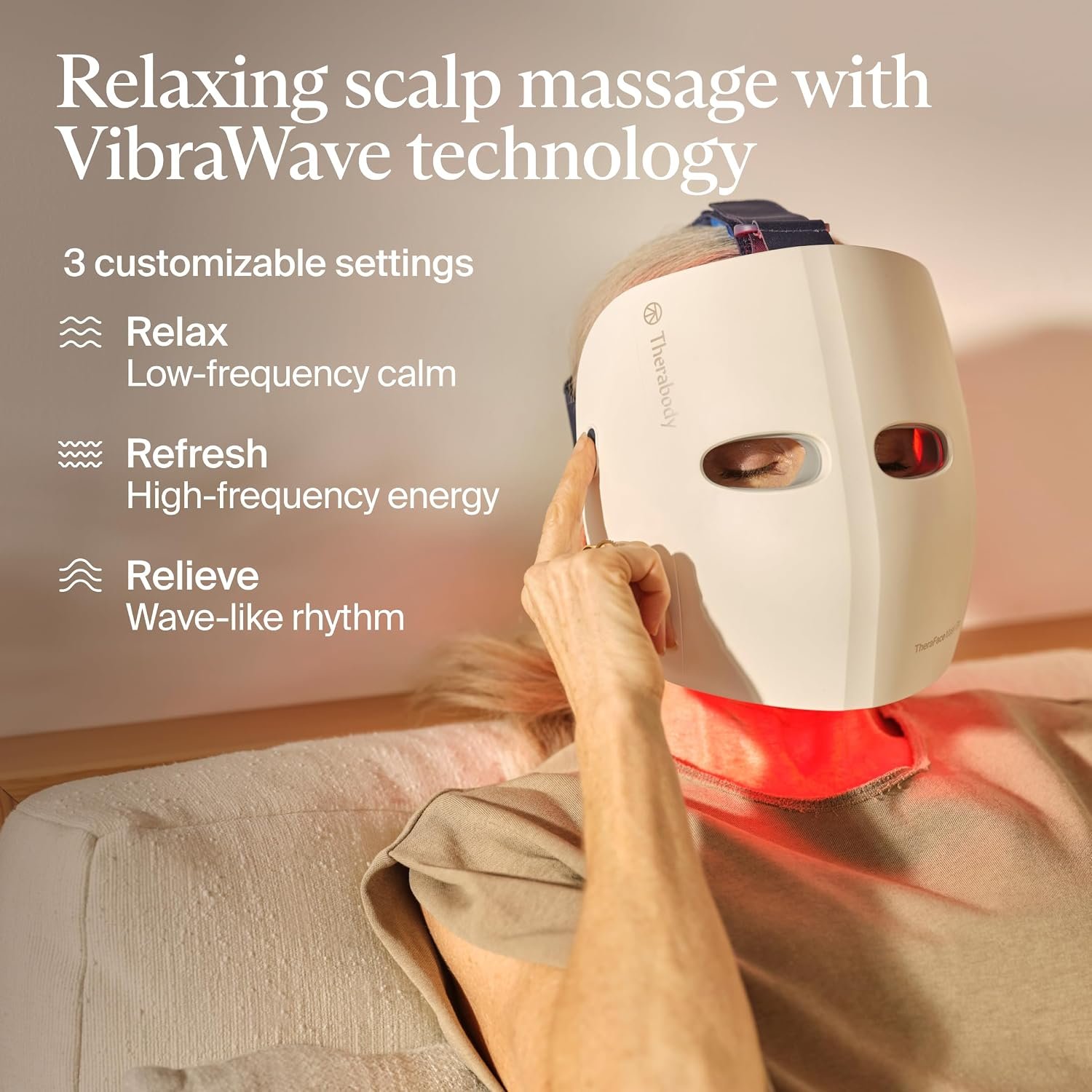 TheraFace Mask Glo VibraWave scalp massage settings