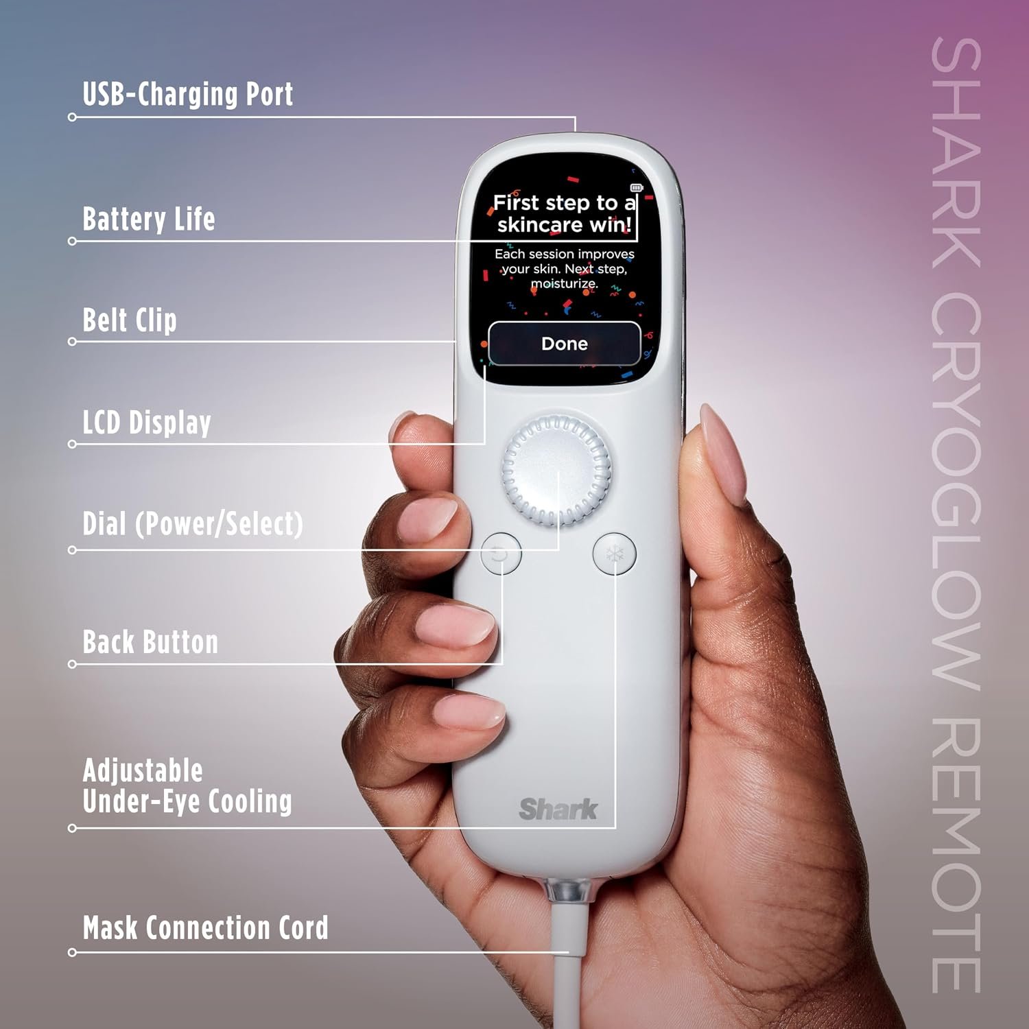 Shark CryoGlow controller with LCD display and adjustable cooling controls