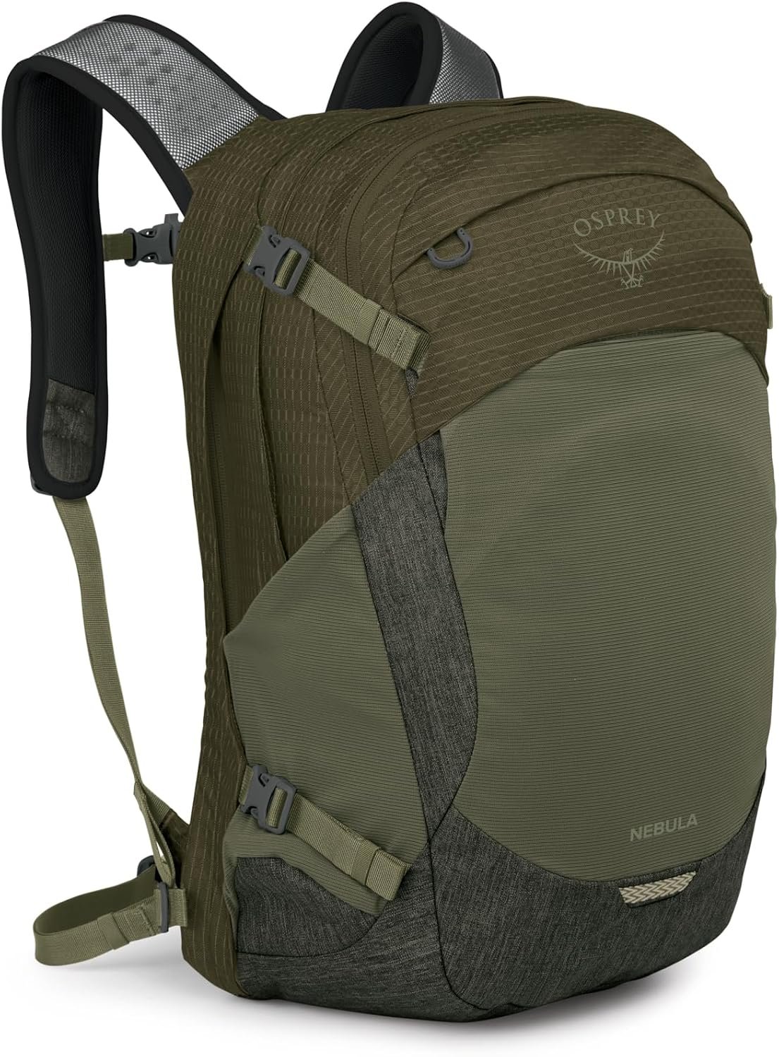 Osprey Nebula commuter backpack in Moss Green Earl Grey Heather